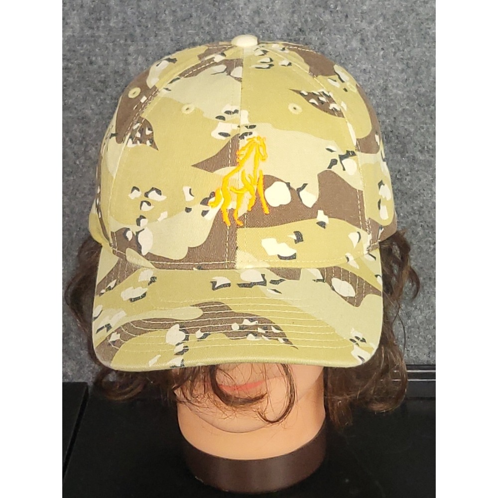Flexfit Yupoong Camo Hat Men Sz L/XL Desert Tan Embroidered Baseball Cap Fitted